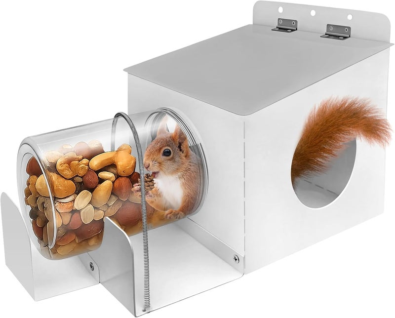 EQUNROY Metal Squirrel Feeder, Hanging Squirrel Feeders for Outside, Heavy-Duty Rust-Resistant Picnic Table with Anti-Bird Design - Fits Corn, Peanuts, Seeds - Stronger Than Wooden Feeders - Image 1